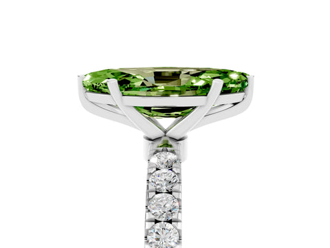 White gold Marquise Cut Peridot Solitaire Ring with Pavé Accents and Four-Prong Setting_5