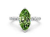 White gold Marquise Cut Peridot Solitaire Ring with Pavé Band and Four-Prong Setting_24