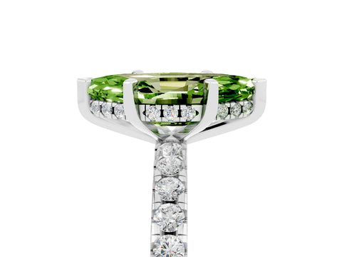 White gold Marquise Cut Peridot Solitaire Ring with Pavé Band and Four-Prong Setting_29