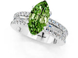 White gold Marquise Cut Peridot Solitaire Ring with Pavé and Channel Set Band_1