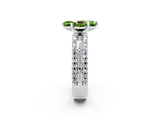 White gold Marquise Cut Peridot Solitaire Ring with Pavé and Channel Set Band_2