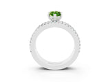 White gold Marquise Cut Peridot Solitaire Ring with Pavé and Channel Set Band_3