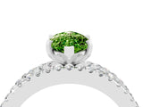 White gold Marquise Cut Peridot Solitaire Ring with Pavé and Channel Set Band_4