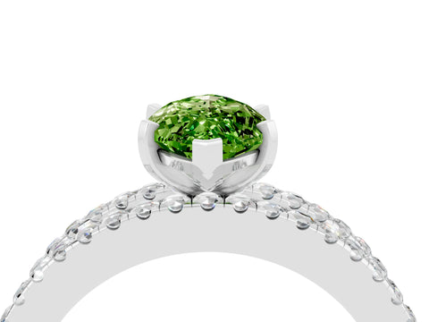 White gold Marquise Cut Peridot Solitaire Ring with Pavé and Channel Set Band_4