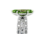 White gold Marquise Cut Peridot Solitaire Ring with Pavé and Channel Set Band_5