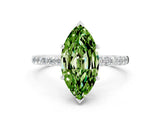 White gold Marquise Cut Peridot Solitaire Ring with Pave Band and Four Prong Setting_24