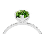 White gold Marquise Cut Peridot Solitaire Ring with Pave Band and Four Prong Setting_28