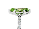 White gold Marquise Cut Peridot Solitaire Ring with Pave Band and Four Prong Setting_29