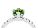 White gold Marquise Cut Peridot Solitaire Ring with Round  Pavé Band and Four-Prong Setting_52