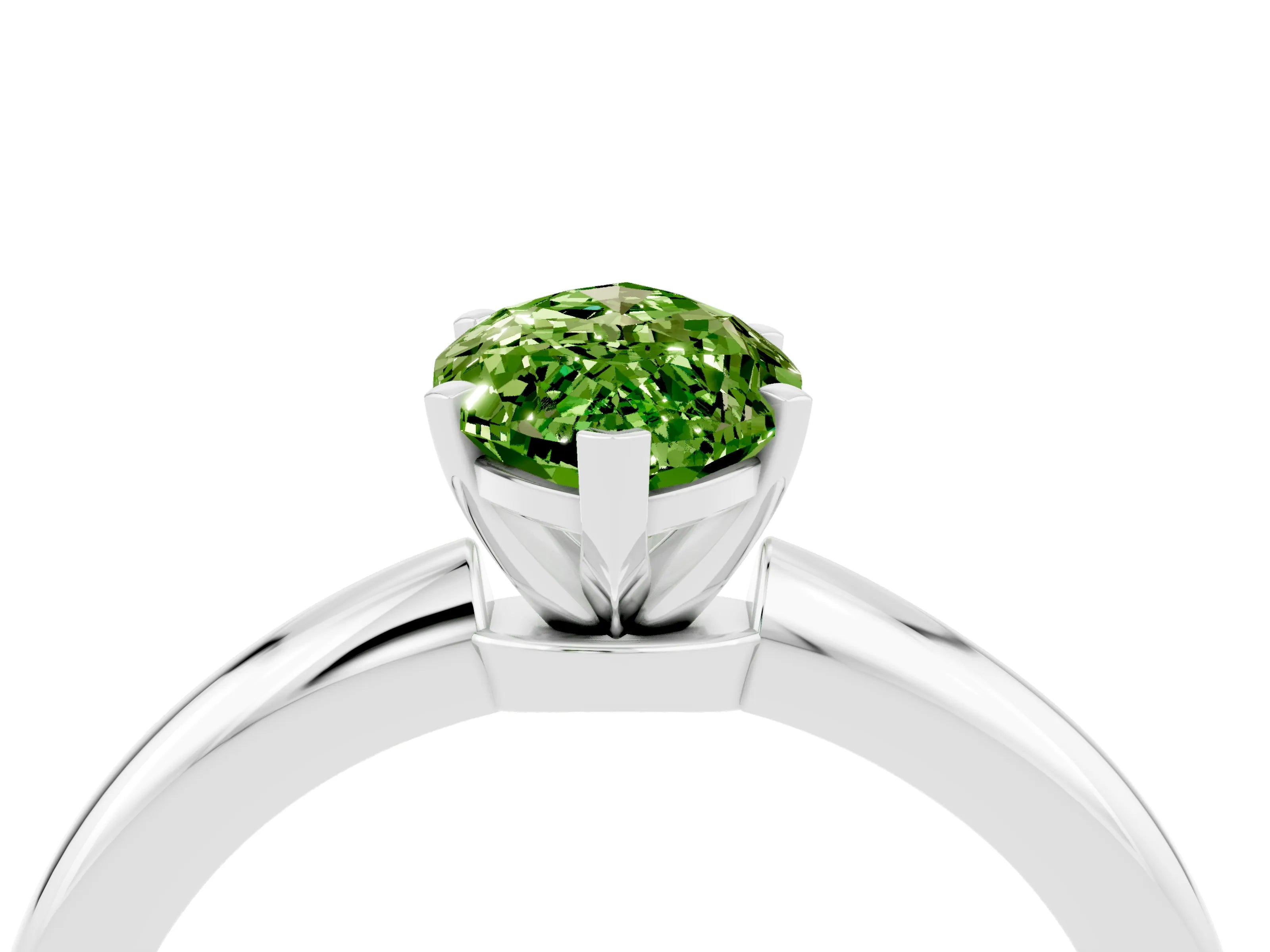 White gold Marquise Cut Peridot Solitaire Ring with Six-Prong Setting and Classic Band_16