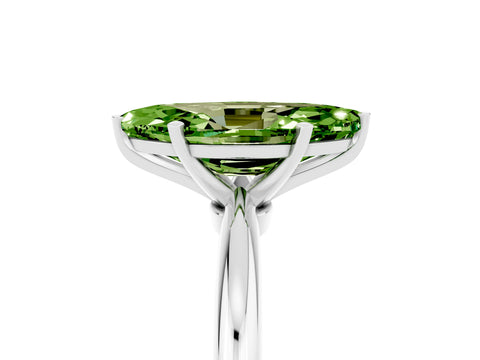 White gold Marquise Cut Peridot Solitaire Ring with Six-Prong Setting and Classic Band_17