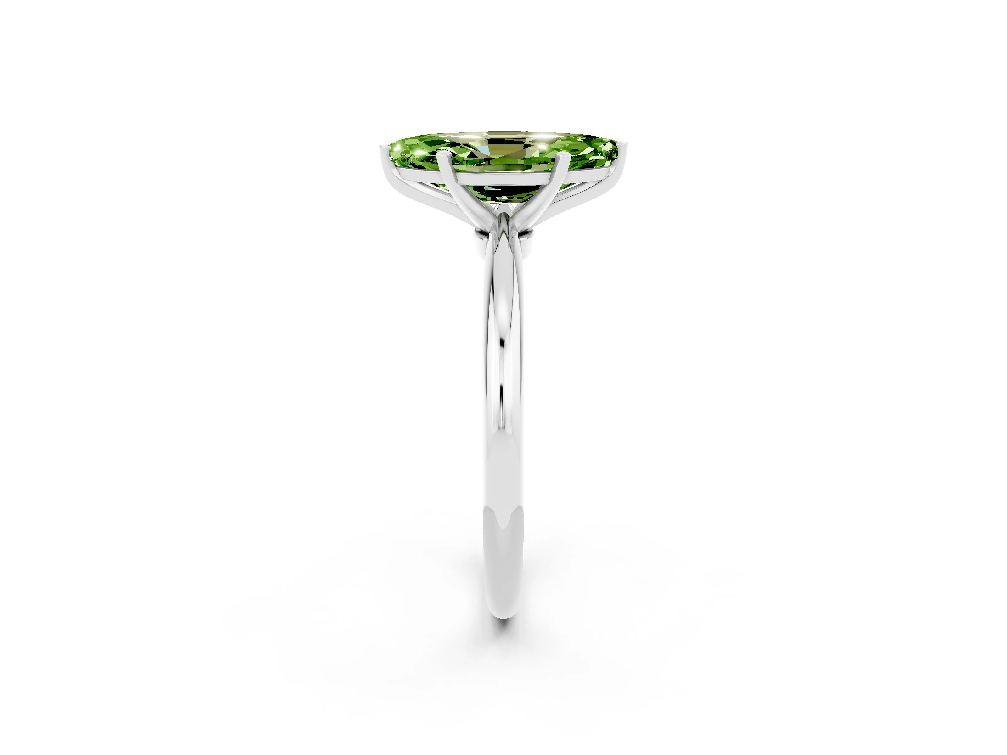 White gold Marquise Cut Peridot Solitaire Ring with Six-Prong Setting and Classic Band_2