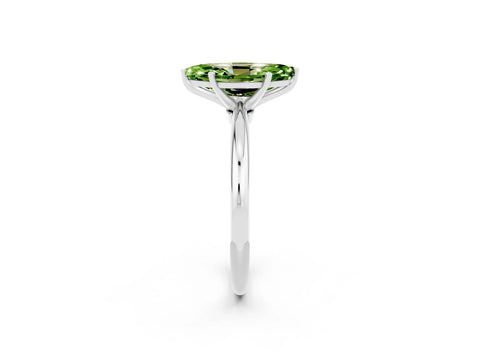 White gold Marquise Cut Peridot Solitaire Ring with Six-Prong Setting and Classic Band_2