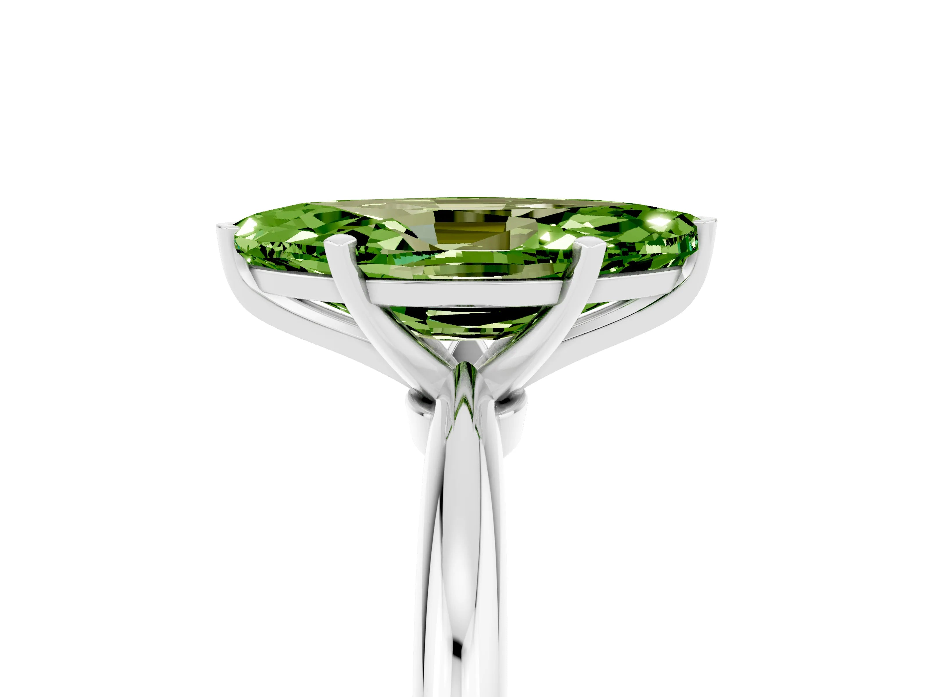 White gold Marquise Cut Peridot Solitaire Ring with Six-Prong Setting and Classic Band_5