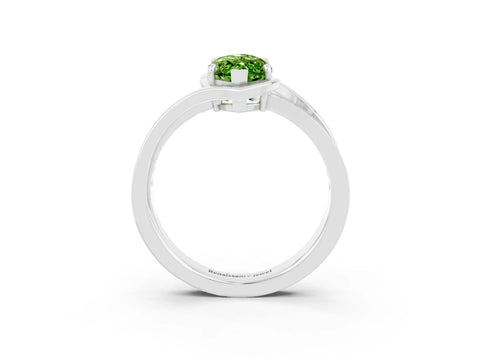 White gold Marquise Cut Peridot Solitaire Ring with Split Shank and Prong Setting_3