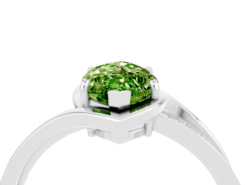 White gold Marquise Cut Peridot Solitaire Ring with Split Shank and Prong Setting_4