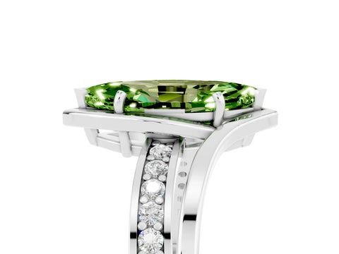 White gold Marquise Cut Peridot Solitaire Ring with Split Shank and Prong Setting_5