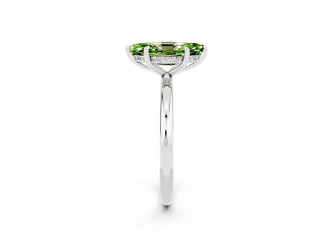 White gold Marquise Cut Peridot Solitaire Ring with Thin Band and Four-Prong Setting_14
