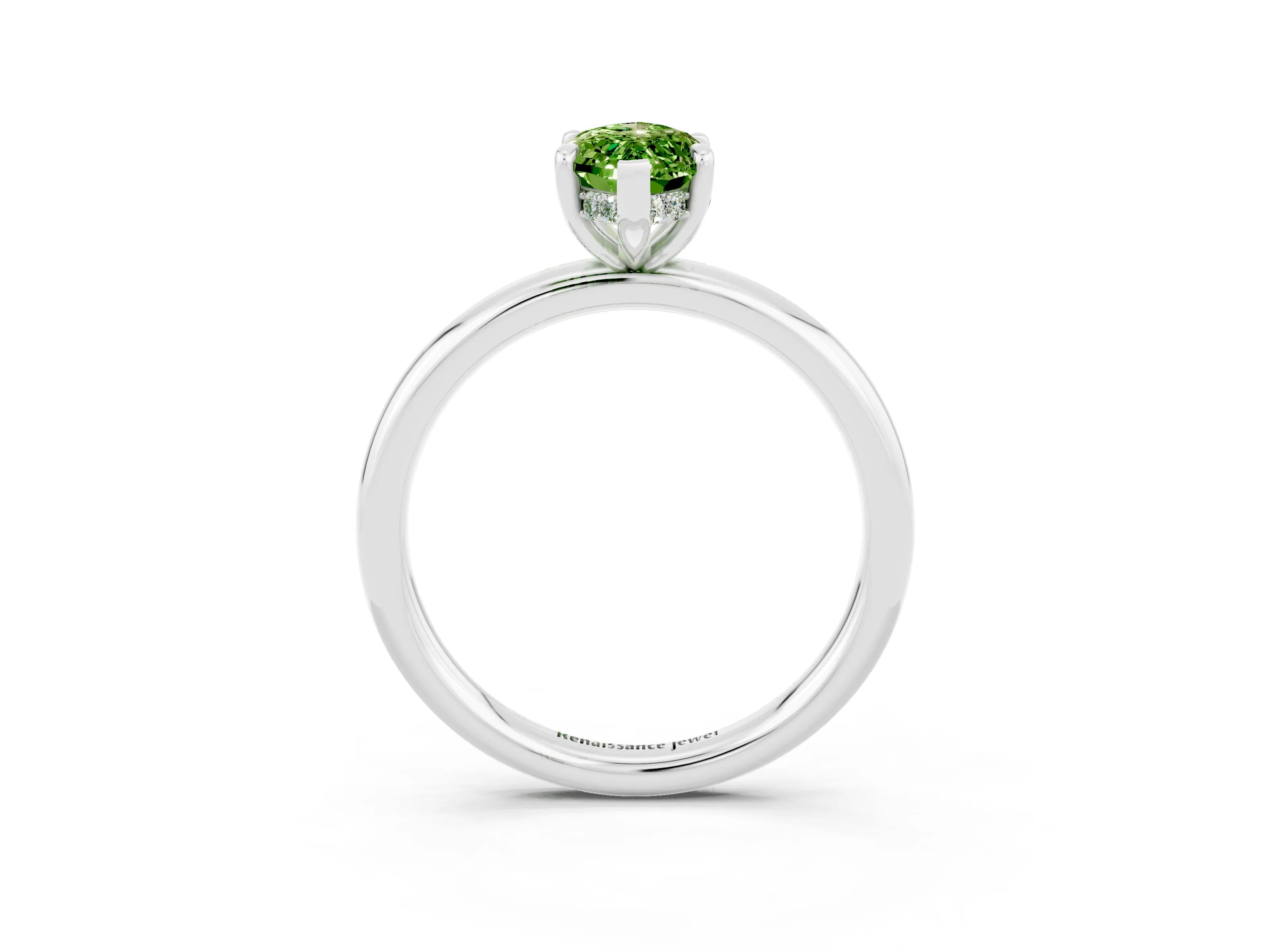 White gold Marquise Cut Peridot Solitaire Ring with Thin Band and Four-Prong Setting_15