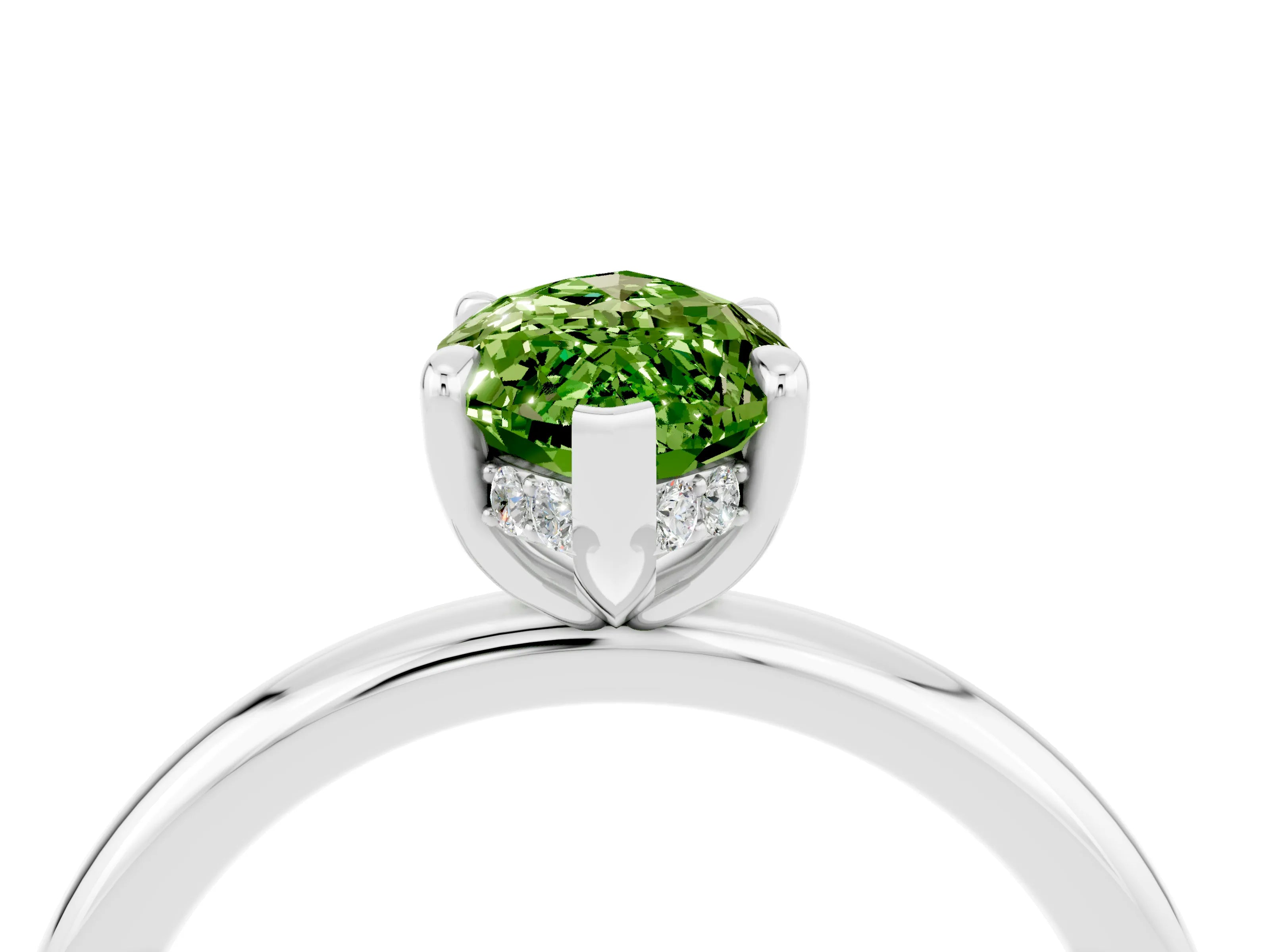 White gold Marquise Cut Peridot Solitaire Ring with Thin Band and Four-Prong Setting_16