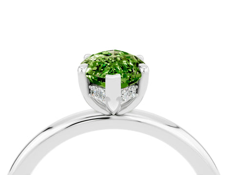 White gold Marquise Cut Peridot Solitaire Ring with Thin Band and Four-Prong Setting_16