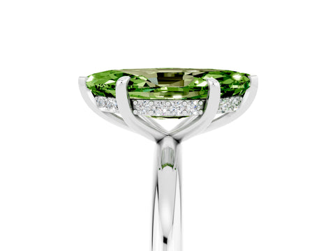 White gold Marquise Cut Peridot Solitaire Ring with Thin Band and Four-Prong Setting_17