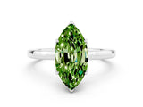 White gold Marquise Cut Peridot Solitaire Ring with Thin Band and Prong Setting_12