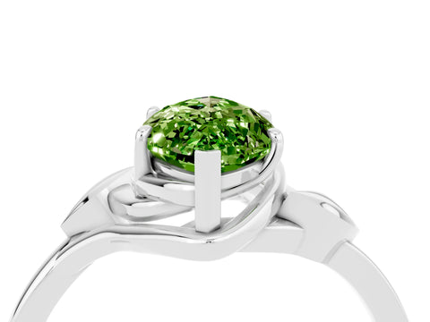 White gold Marquise Cut Peridot Solitaire Ring with Twist Band and Four-Prong Setting_40
