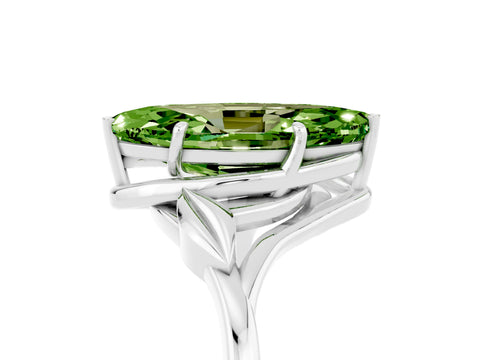 White gold Marquise Cut Peridot Solitaire Ring with Twist Band and Four-Prong Setting_41
