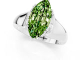 White gold Marquise Cut Peridot Solitaire Ring with Wide Band and Prong Setting_1