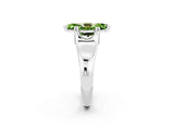 White gold Marquise Cut Peridot Solitaire Ring with Wide Band and Prong Setting_2