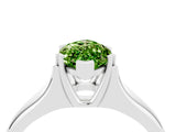 White gold Marquise Cut Peridot Solitaire Ring with Wide Band and Prong Setting_4