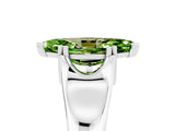 White gold Marquise Cut Peridot Solitaire Ring with Wide Band and Prong Setting_5