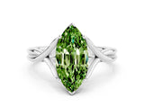White gold Marquise Cut Peridot Solitaire Twist Band Prong Setting Ring_36