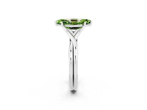 White gold Marquise Cut Peridot Solitaire Twist Band Prong Setting Ring_38