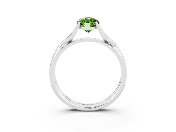 White gold Marquise Cut Peridot Solitaire Twist Band Prong Setting Ring