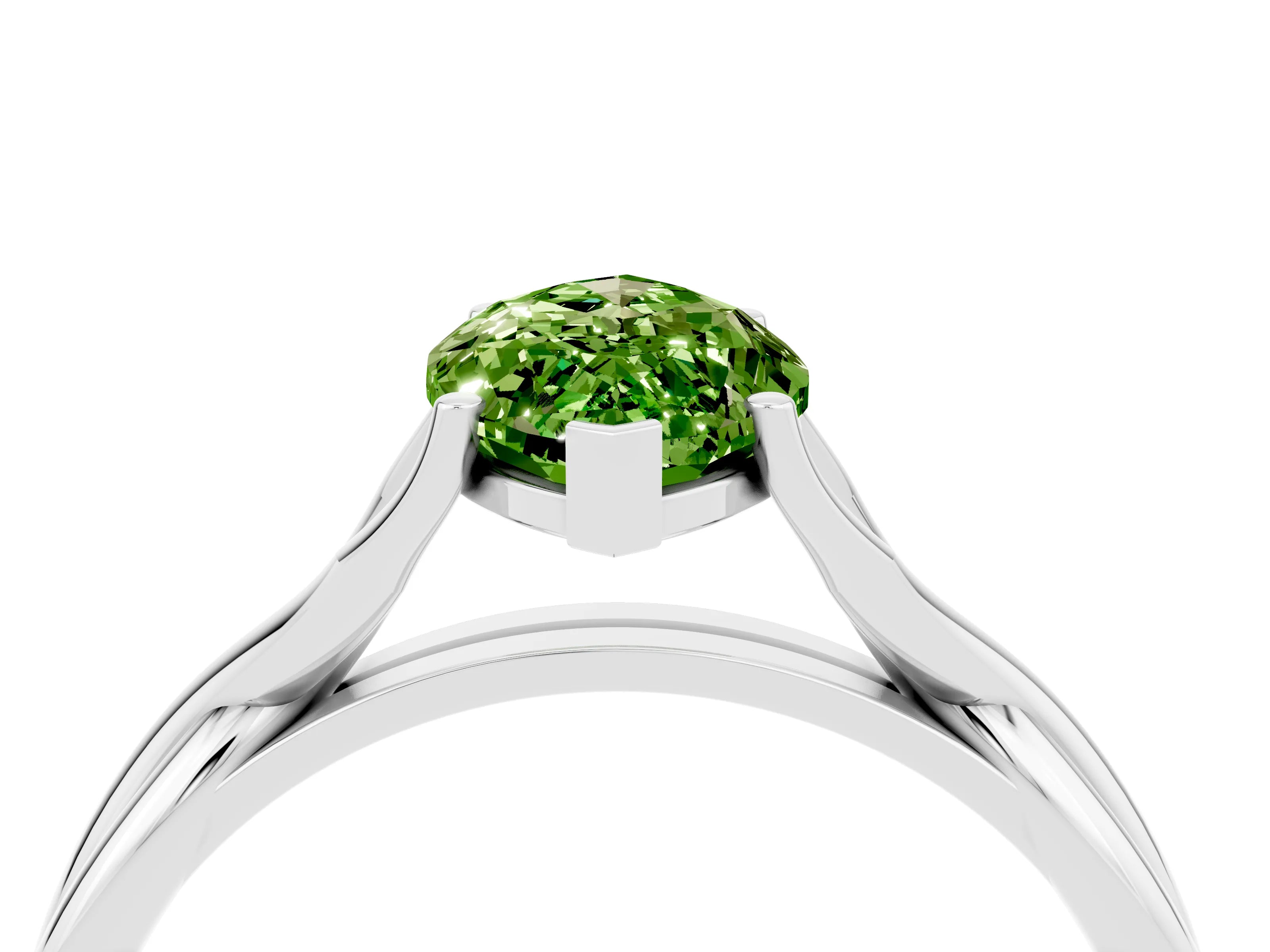 White gold Marquise Cut Peridot Solitaire Twist Band Prong Setting Ring_40