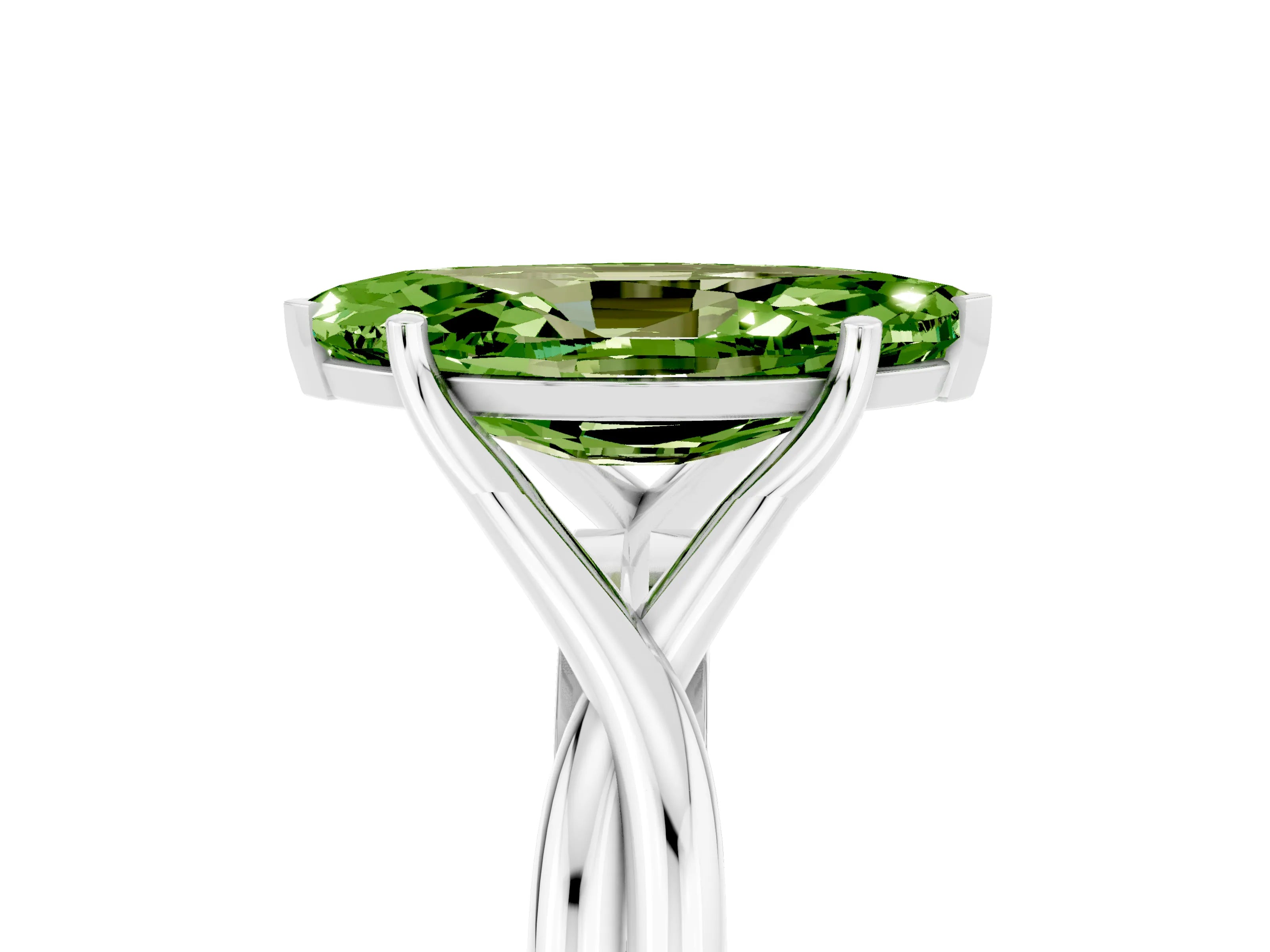 White gold Marquise Cut Peridot Solitaire Twist Band Prong Setting Ring_41