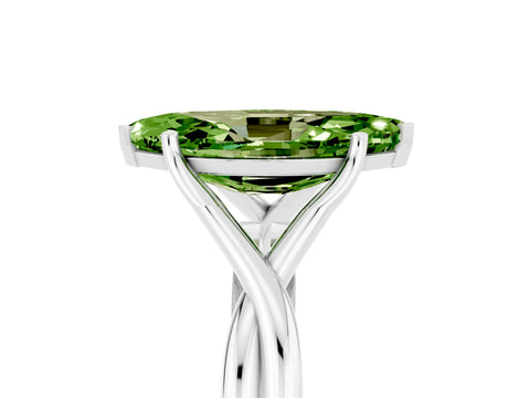 White gold Marquise Cut Peridot Solitaire Twist Band Prong Setting Ring_41