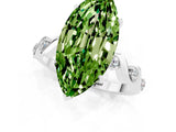 White gold Marquise Cut Peridot Solitaire Twisted Band with Round  Accents and Prong Setting_25