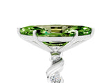 White gold Marquise Cut Peridot Solitaire Twisted Band with Round  Accents and Prong Setting_29