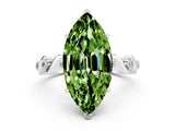 White gold Marquise Cut Peridot Solitaire Twisted Band with Round  Accents and Prong Setting_31