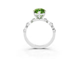White gold Marquise Cut Peridot Solitaire Twisted Band with Round  Accents and Prong Setting_34