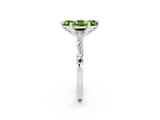 White gold Marquise Cut Peridot Solitaire with Side Baguettes and Channel Set Band_2