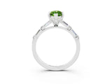 White gold Marquise Cut Peridot Solitaire with Side Baguettes and Channel Set Band_3