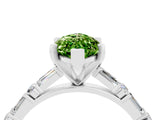 White gold Marquise Cut Peridot Solitaire with Side Baguettes and Channel Set Band_4