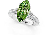 White gold Marquise Cut Peridot Split Shank Engagement Ring with Pavé Band_1