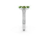 White gold Marquise Cut Peridot Split Shank Engagement Ring with Pavé Band_2