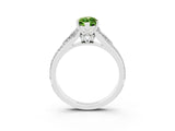 White gold Marquise Cut Peridot Split Shank Engagement Ring with Pavé Band_3