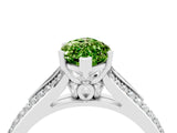 White gold Marquise Cut Peridot Split Shank Engagement Ring with Pavé Band_4